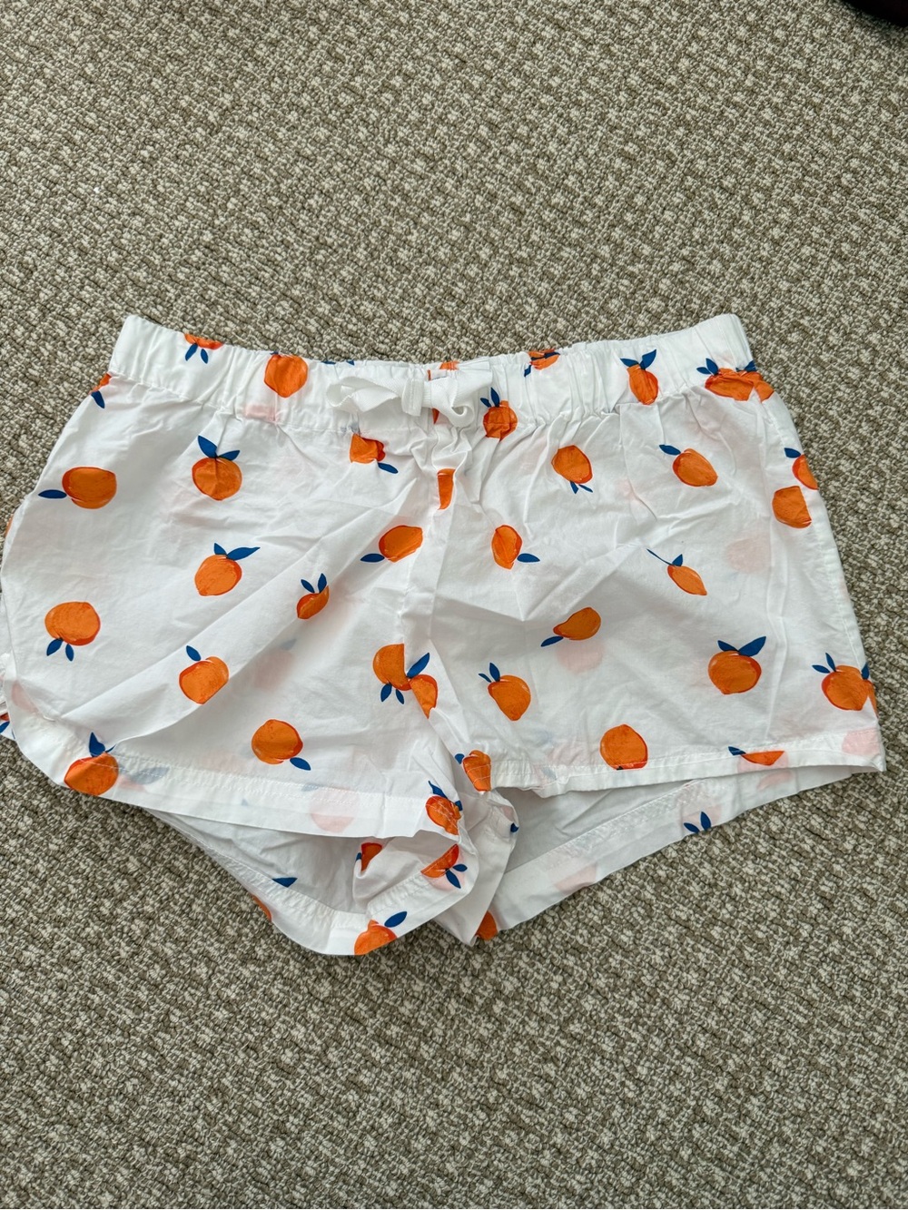 J. Crew White Shorts with Orange Fruit Print
